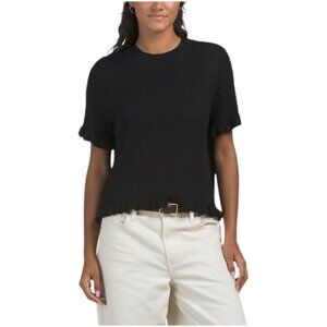 MAX STUDIO LONDON Short Sleeve Ruffle Hem Sweater